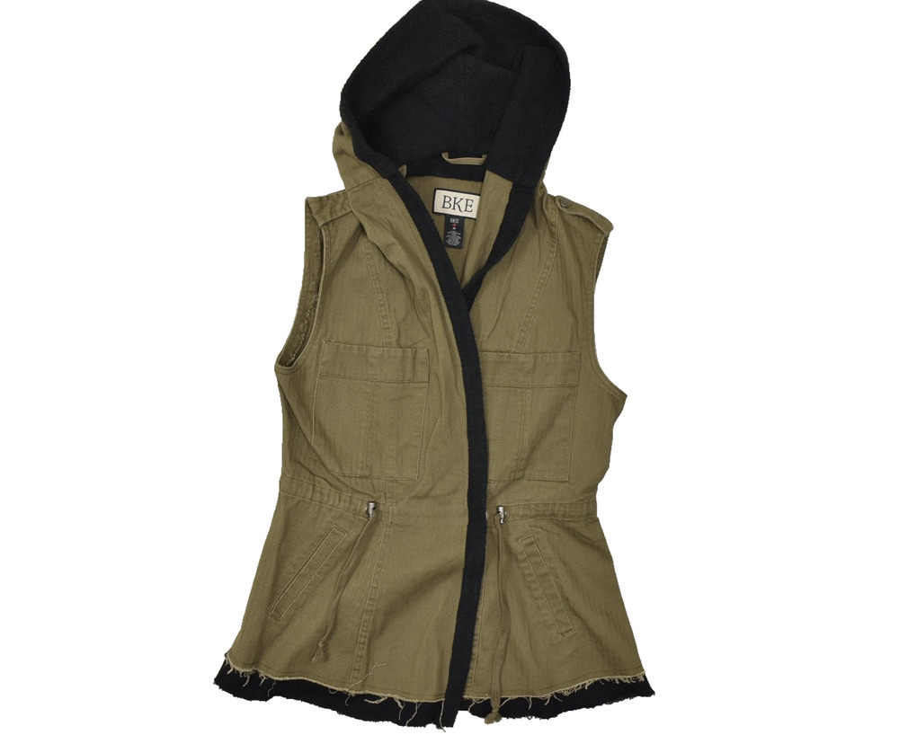 BKE Women's Olive Hooded Utility Vest